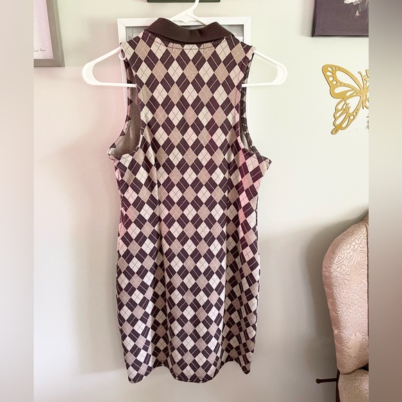 Madden Girl Argyle Sleeveless Mini Dress - Brown and Cream - Picture 6 of 8